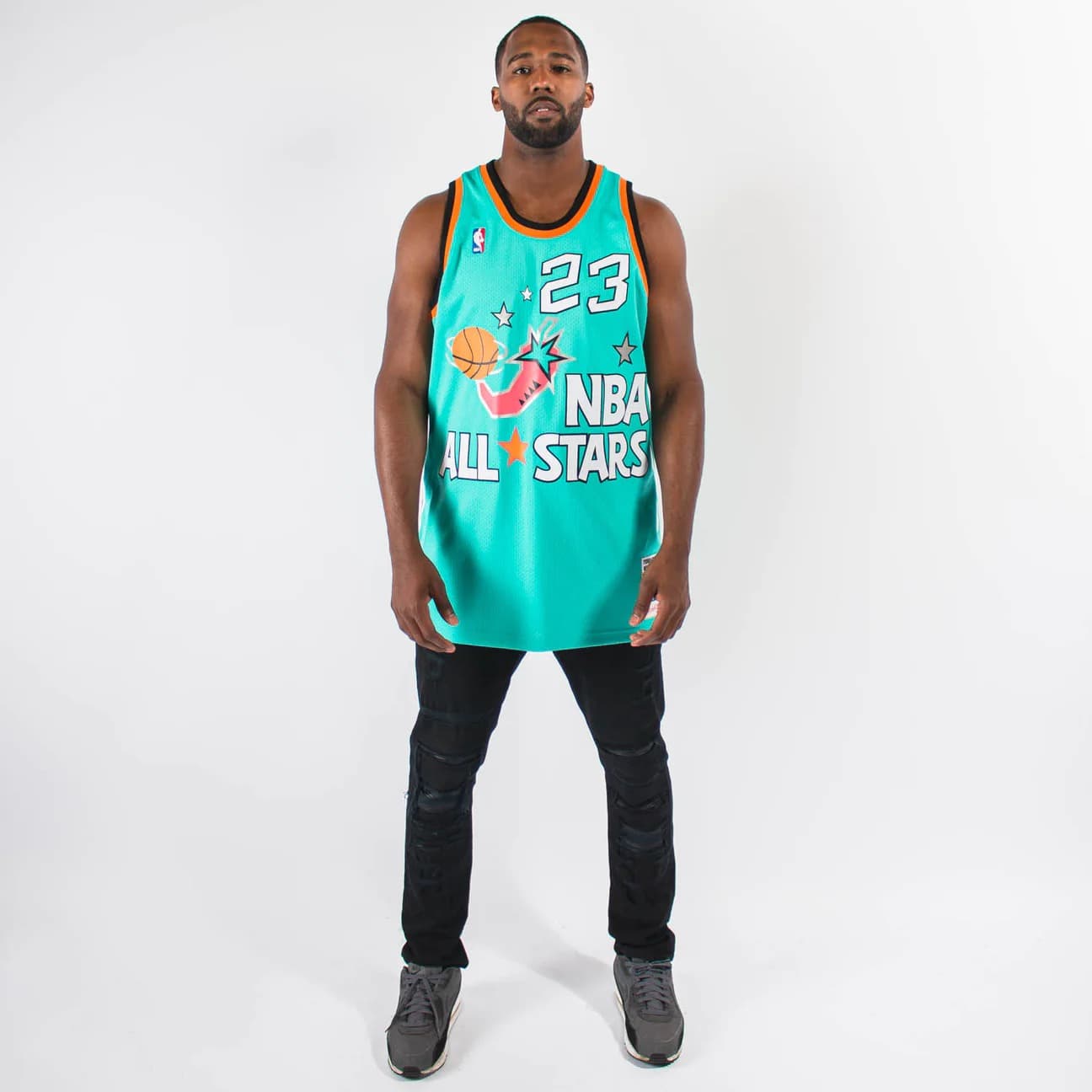 Баскетбольная джерси 1996 All Star Game Michael Jordan #23 Authentic Hardwood Classics Teal Jersey