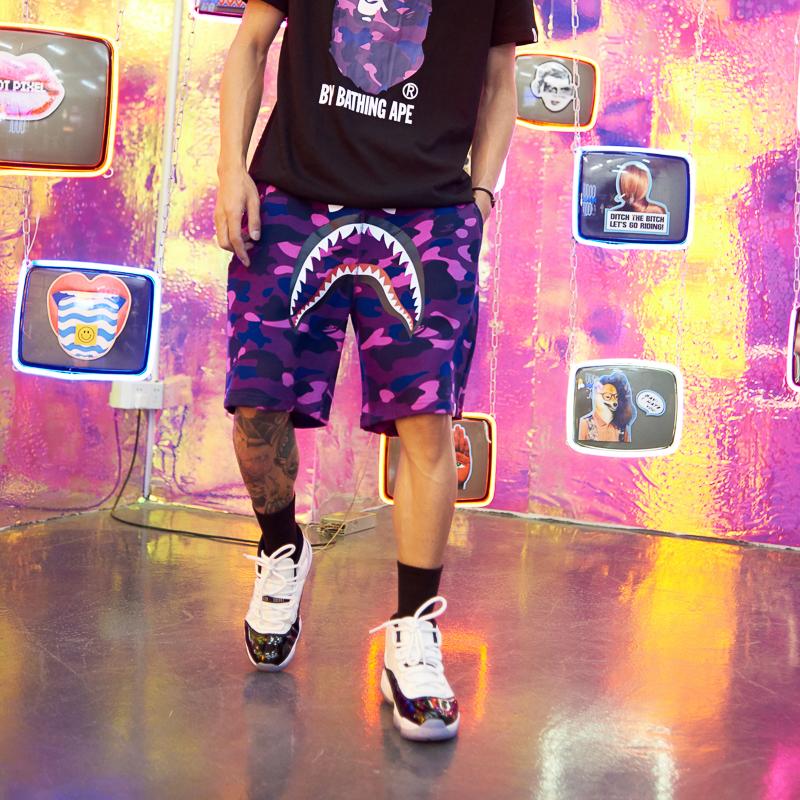 BAPE-Color-Camo-Shark-Sweat-Shorts-Purple-1