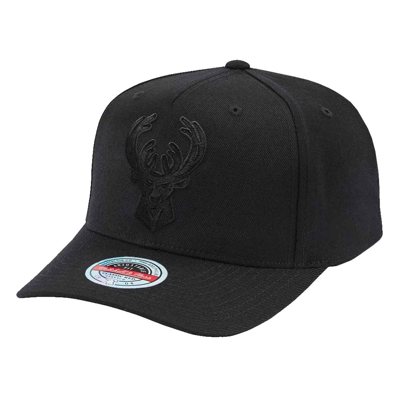 Кепка Mitchell & Ness Milwaukee Bucks All-Black Classic Red A-Frame NBA Snapback Hat