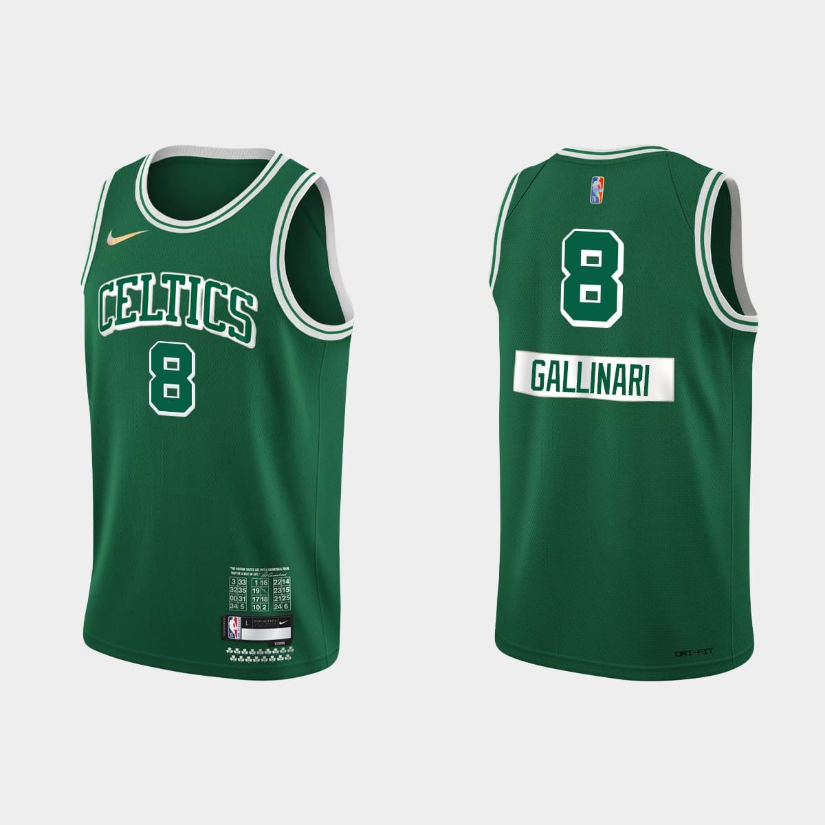 Баскетбольная джерси Boston Celtics #8 Danilo Gallinari 75th Anniversary City Green Jersey
