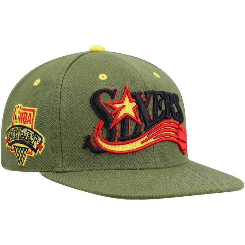 Mens-Mitchell-Ness-x-Lids-Olive-Philadelphia-76ers-Dusty-NBA-Draft-Hardwood-Classics-Fitted-Hat-4