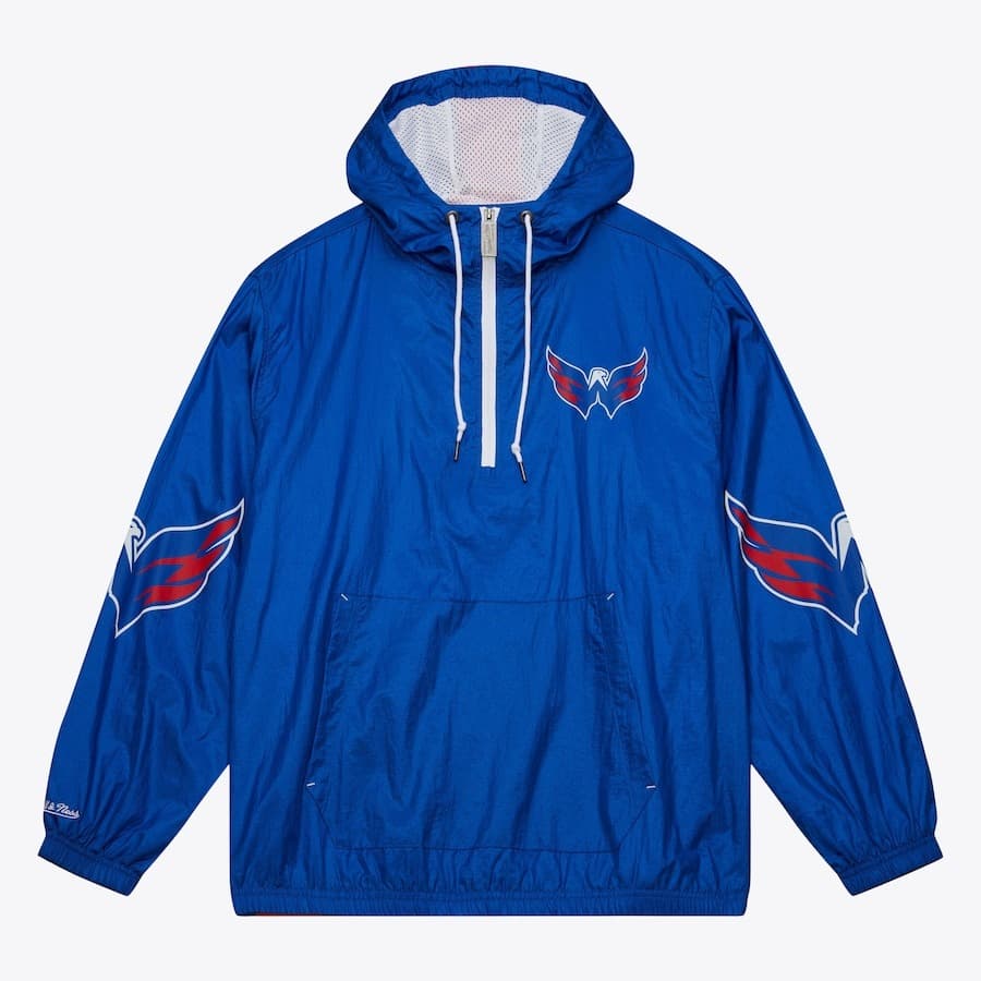 Анорак Mitchell & Ness Navy Washington Capitals Team 2.0 Anorak Quarter-Zip Windbreaker Jacket