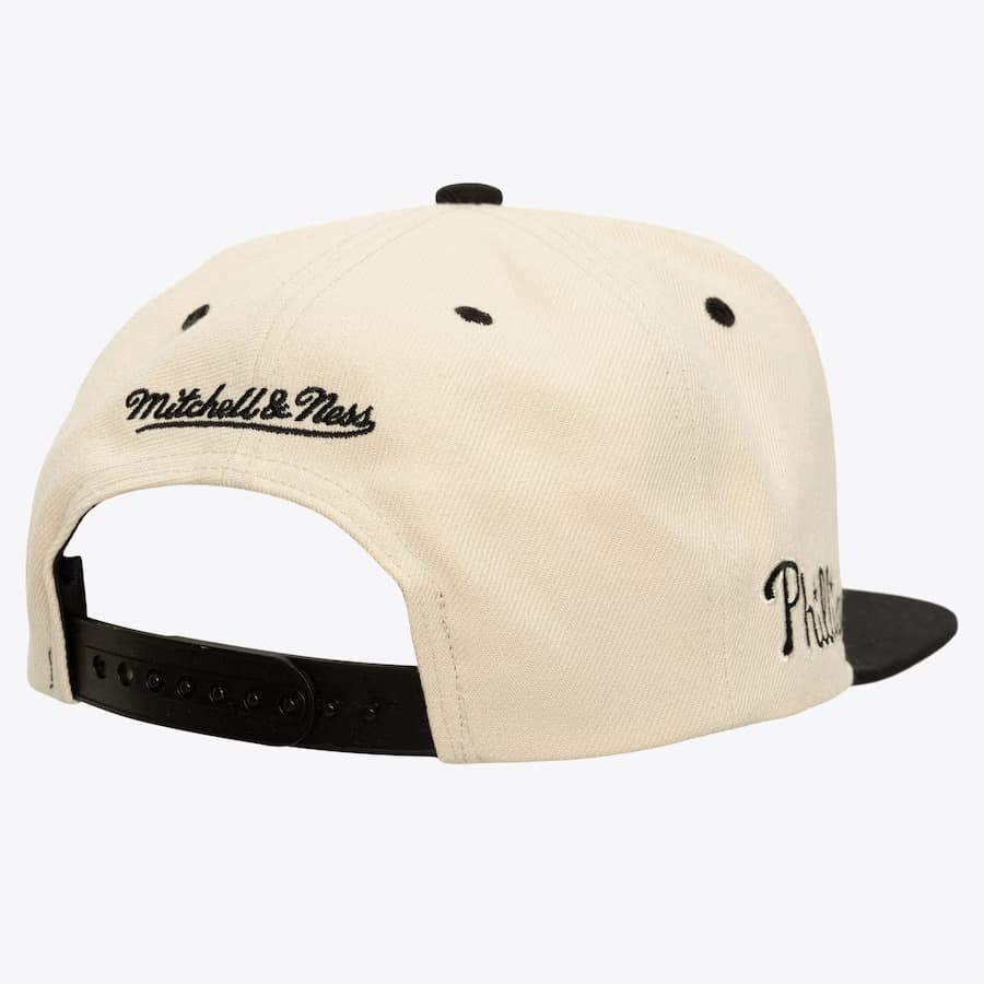 Бейсболка Mitchell & Ness Cream Black Philadelphia Phillies Logo Snapback Hat