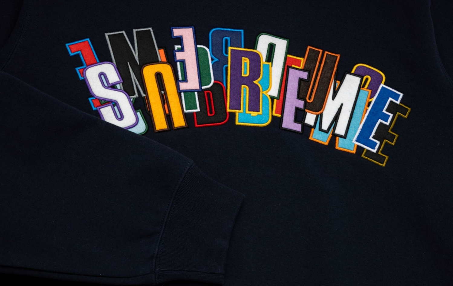 Толстовка Supreme Stacked Crewneck Sweatshirt Navy