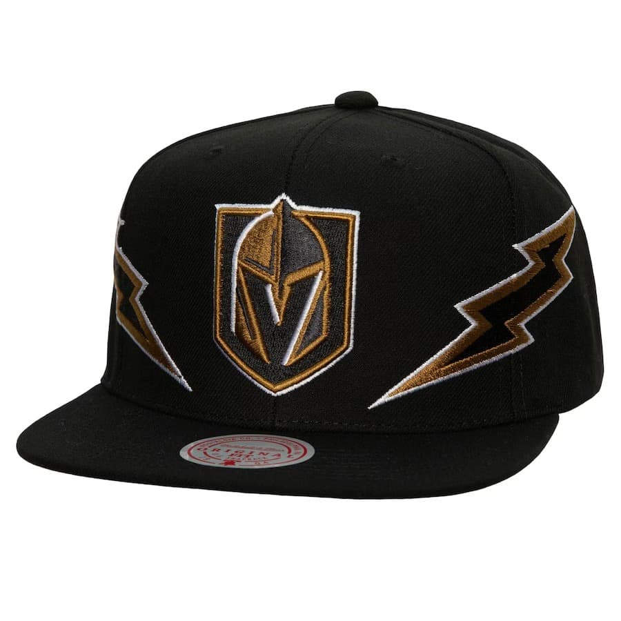 Бейсболка Mitchell & Ness Black Vegas Golden Knights Double Trouble Snapback Hat