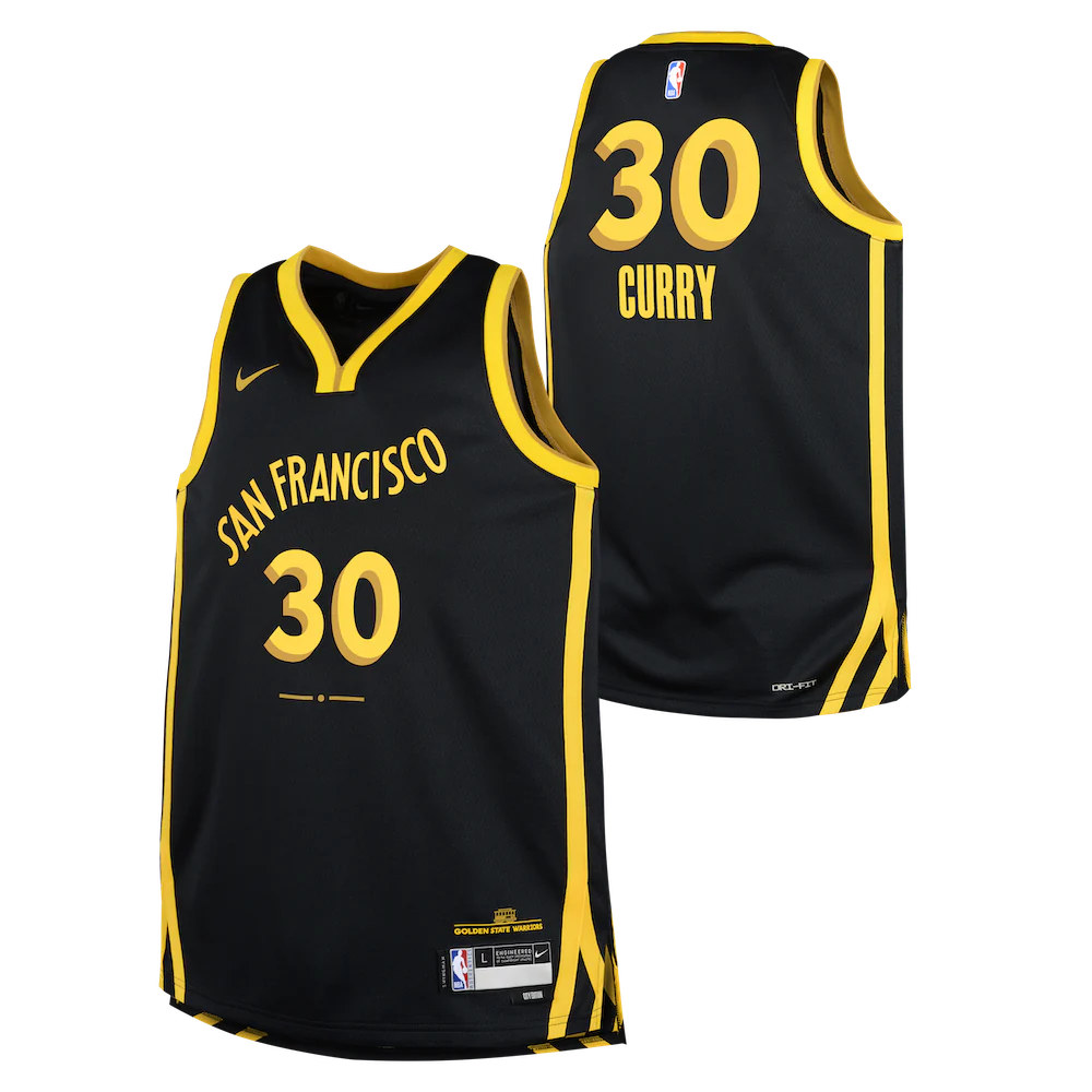 Баскетбольная джерси 2023-24 Golden State Warriors Stephen Curry #30 Youth Swingman City Edition Black Jersey