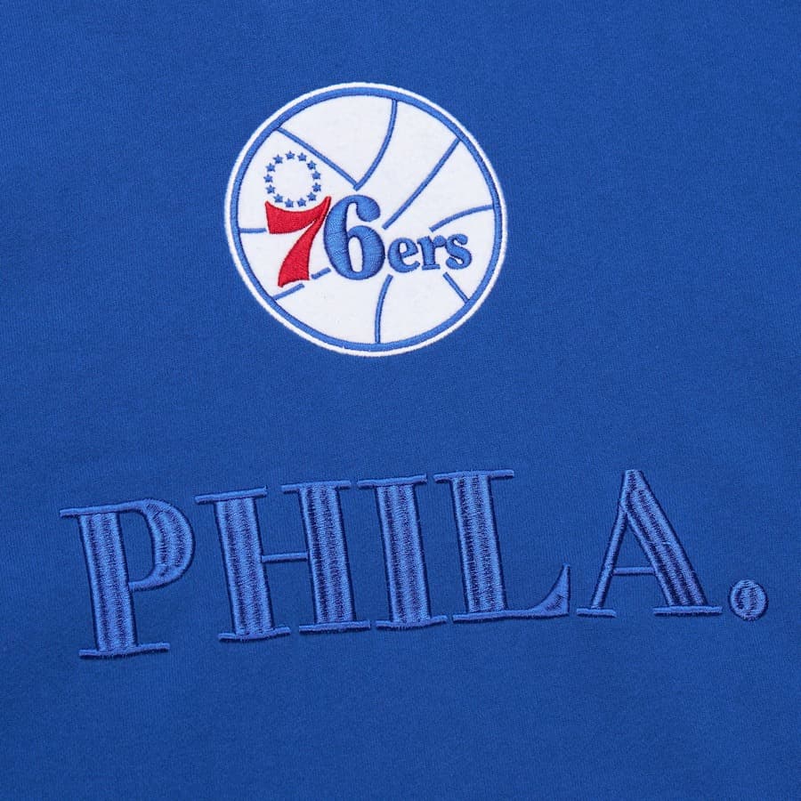 Худи Mitchell & Ness Royal Philadelphia 76ers Team OG 3.0 Vintage Fleece Pullover Hoodie
