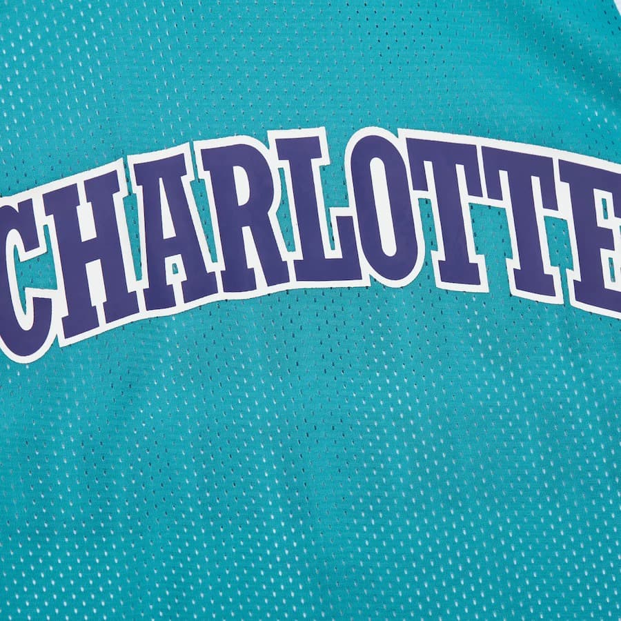 Майка Mitchell & Ness Teal Charlotte Hornets Vintage Logo Mesh Practice Tank Top
