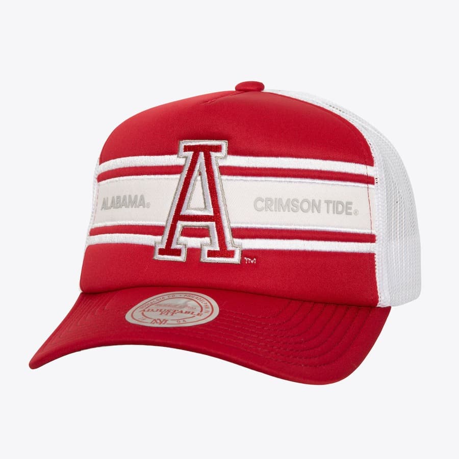 Бейсболка Mitchell & Ness Red Alabama Crimson Tide Sideline Trucker Vintage Snapback Hat