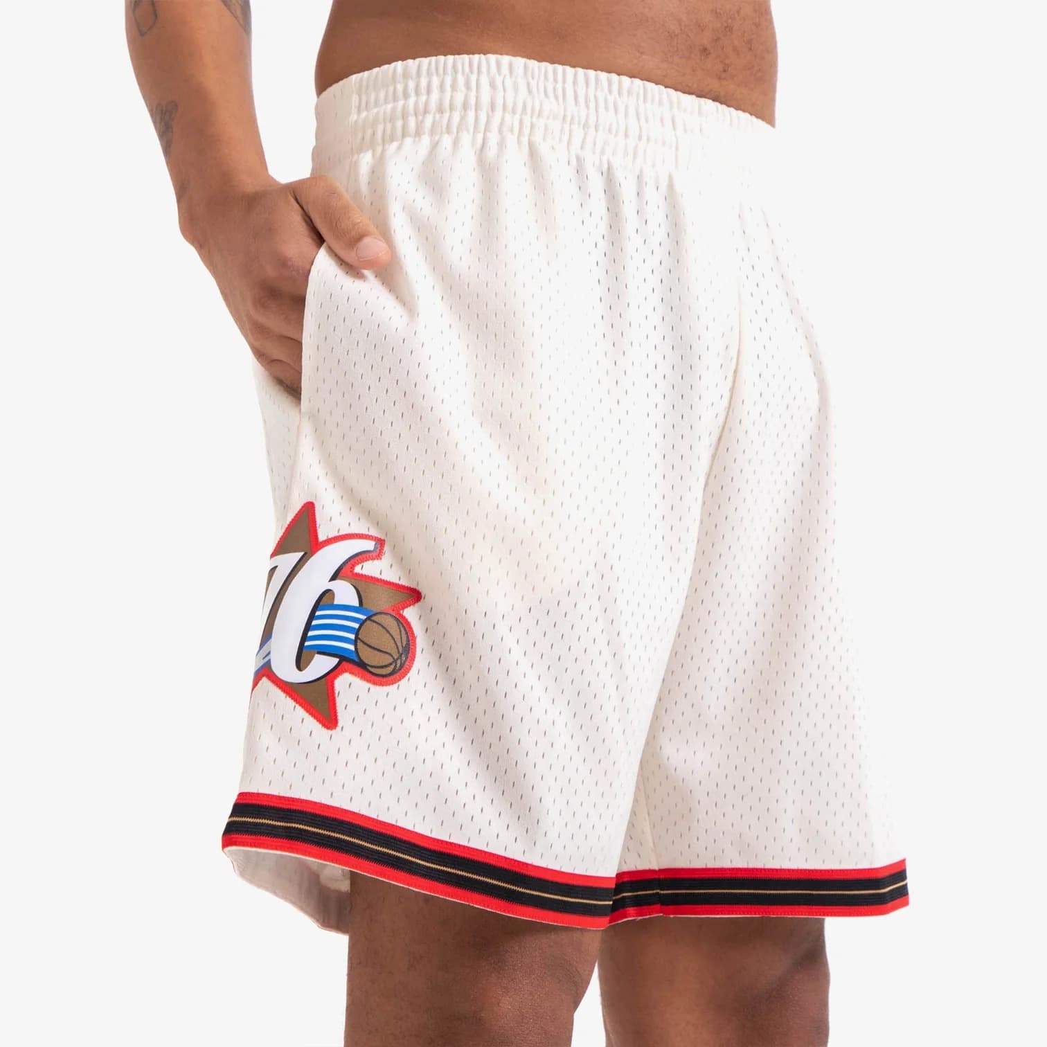Спортивные шорты Mitchell & Ness Philadelphia 76ers Hardwood Classics Throwback Off White Swingman NBA Shorts