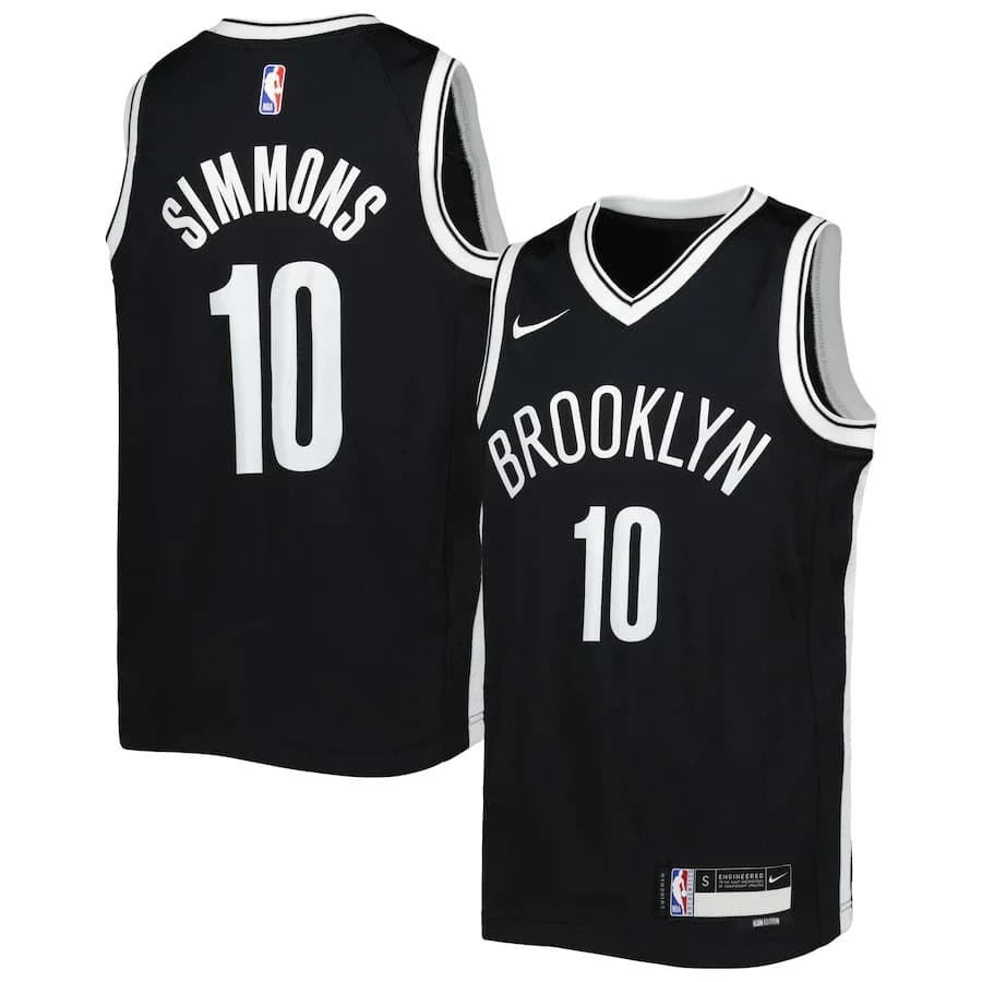 Баскетбольная джерси 2023-2024 Brooklyn Nets Ben Simmons # 10 Youth NBA Swingman Icon Edition Black Jersey
