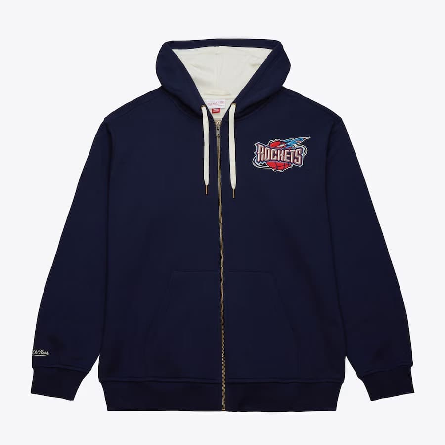 Худи Mitchell & Ness Navy Houston Rockets Vintage Logo Playoff Win 2.0 Full-Zip Hoodie