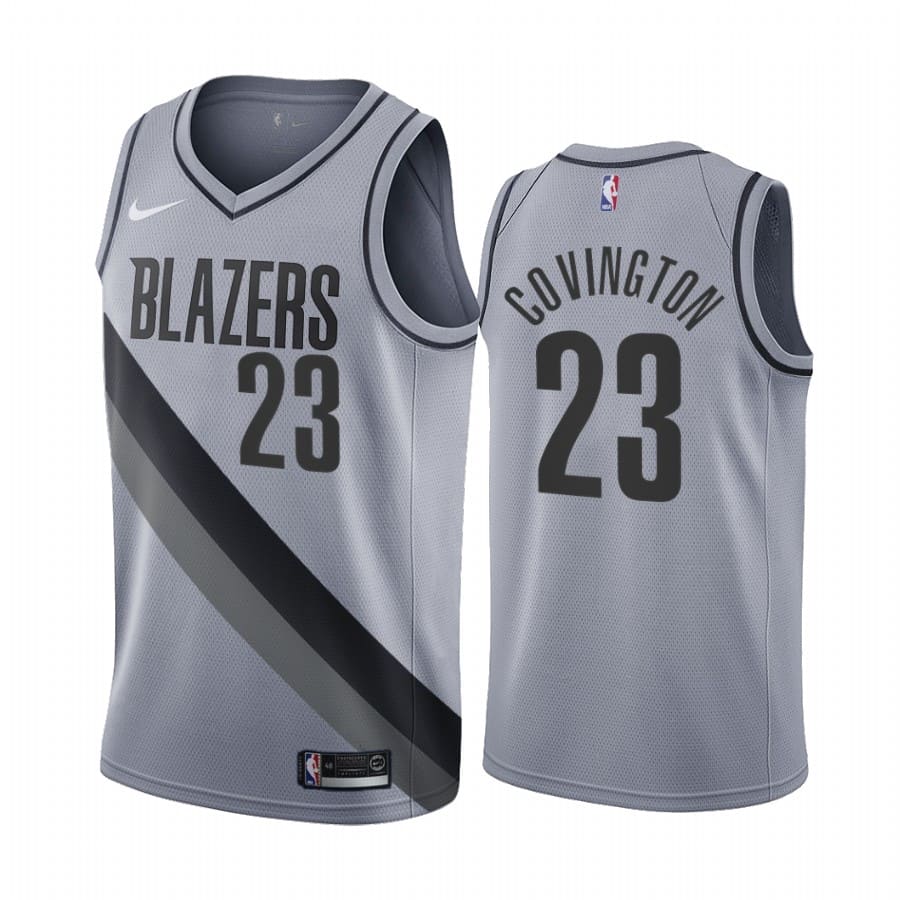 Баскетбольная джерси 2020-21 Portland Trail Blazers #23 Robert Covington Earned Edition Gray Swingman Jersey