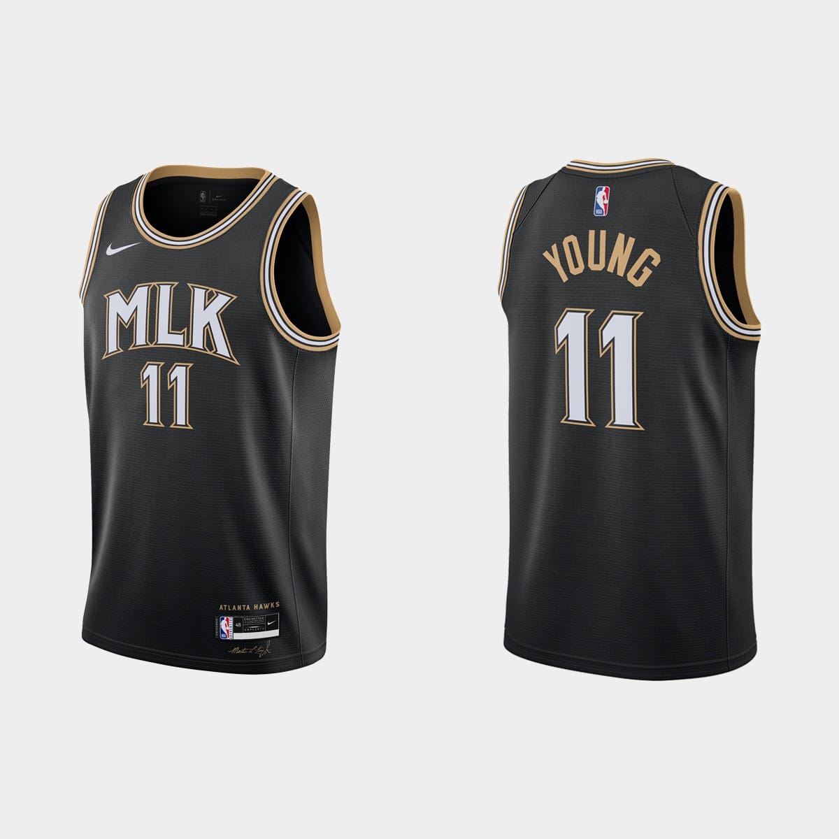 Баскетбольная джерси 2020-21 Atlanta Hawks #11 Trae Young MLK City Black Jersey