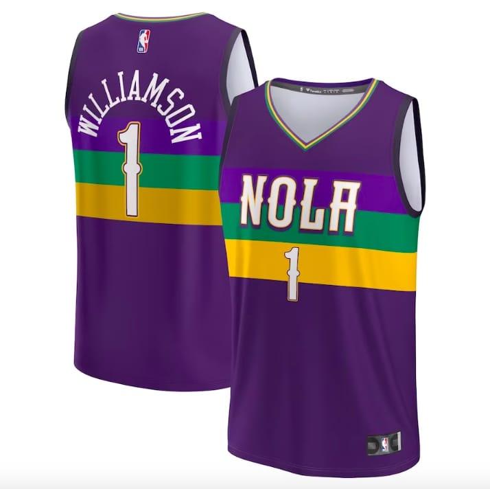 Баскетбольная джерси 2022-23 New Orleans Pelicans #1 Zion Williamson Fastbreak City Purple Jersey