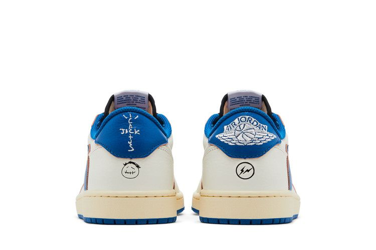 Кроссовки Fragment Design x Travis Scott x Air Jordan 1 Retro Low OG SP 'Sail Military Blue'