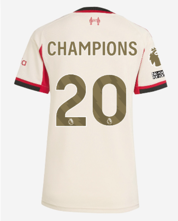 Женское футбольное джерси Liverpool FC adidas Womens 25/26 Away Jersey CHAMPIONS 20