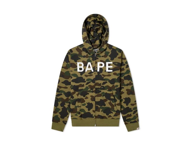 Худи BAPE 1st Camo Crystal Stone Full Zip Hoodie Green
