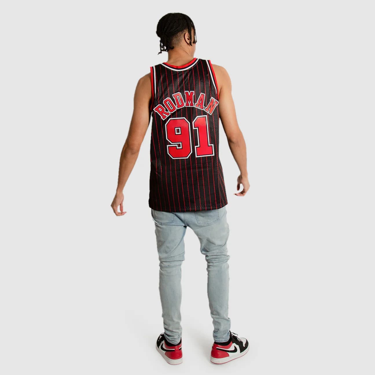 Баскетбольная джерси 1995-1996 Chicago Bulls Dennis Rodman #91 Swingman Hardwood Classic Pinstripe Jersey