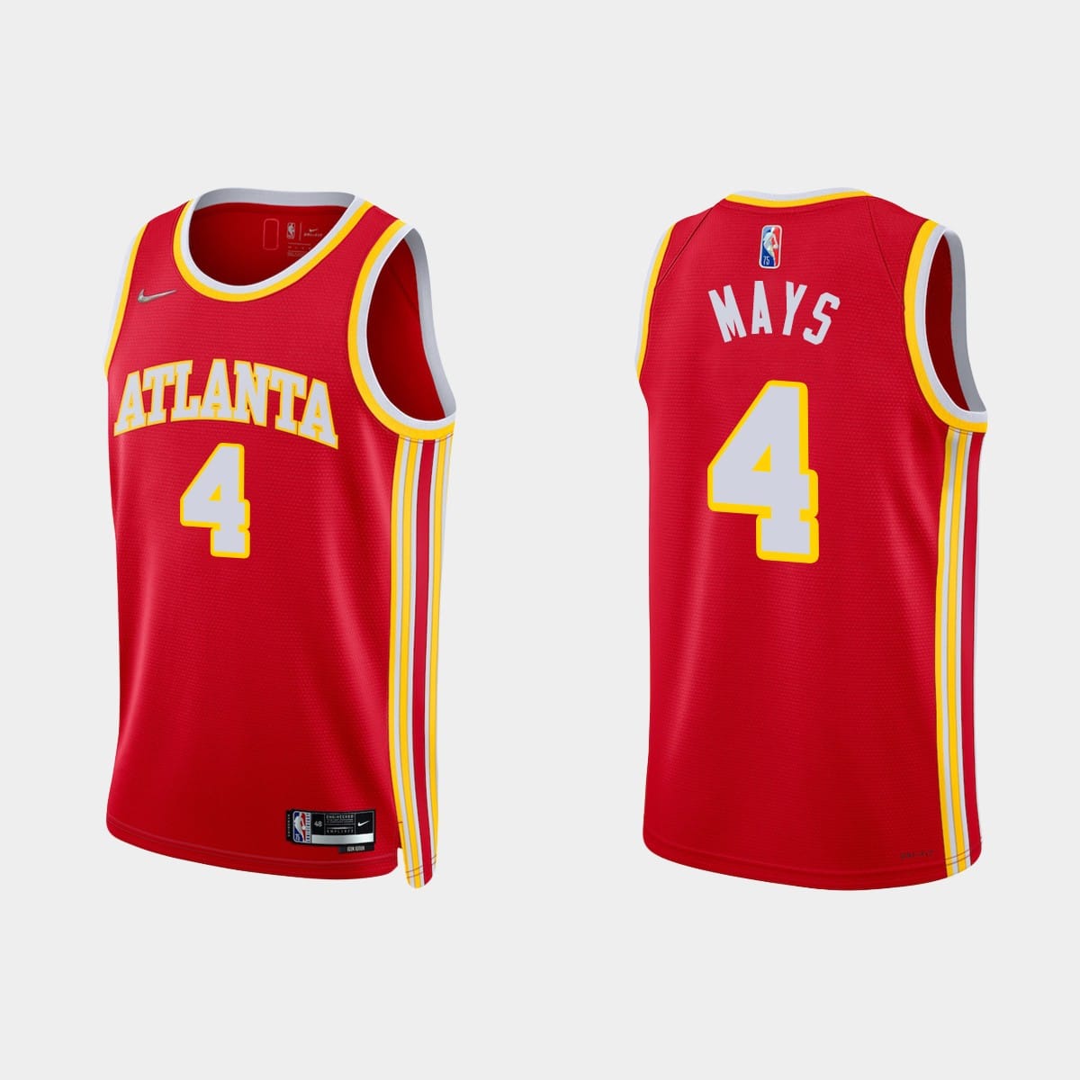 Баскетбольная джерси 2021-22 Atlanta Hawks #4 Skylar Mays 75th Anniversary Icon Diamond Red Jersey