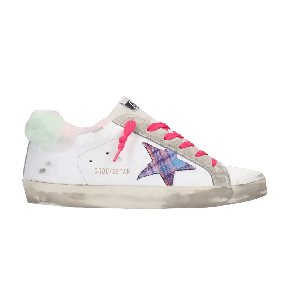 Krossovki-Golden-Goose-Wmns-Superstar-White-Purple-Tartan