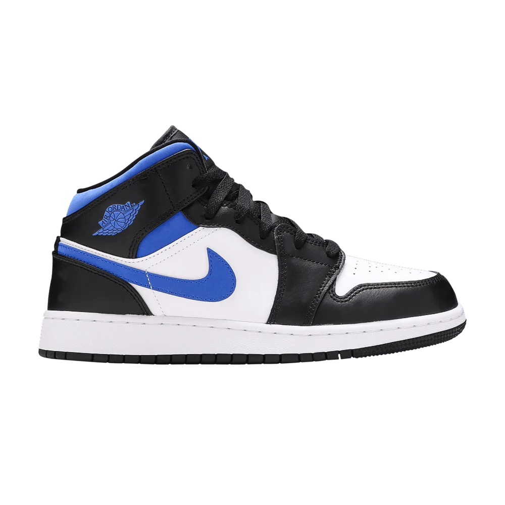 Krossovki-Air-Jordan-1-Mid-GS-Racer-Blue