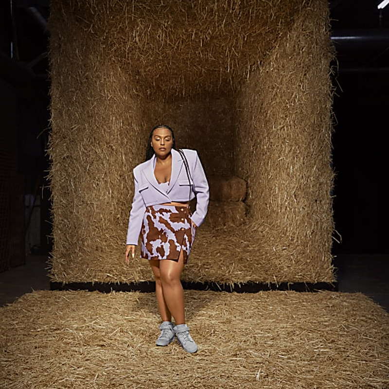 Юбка adidas Ivy Park Denim Cow-Print Skirt (Plus Size) AOP Cow Hide/Purple Glow