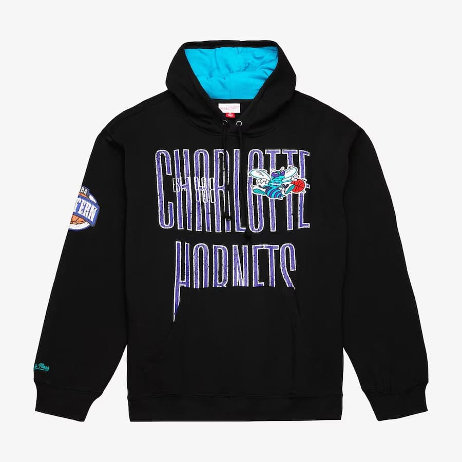 Худи Mitchell & Ness Black Charlotte Hornets Team OG Fleece Pullover Hoodie