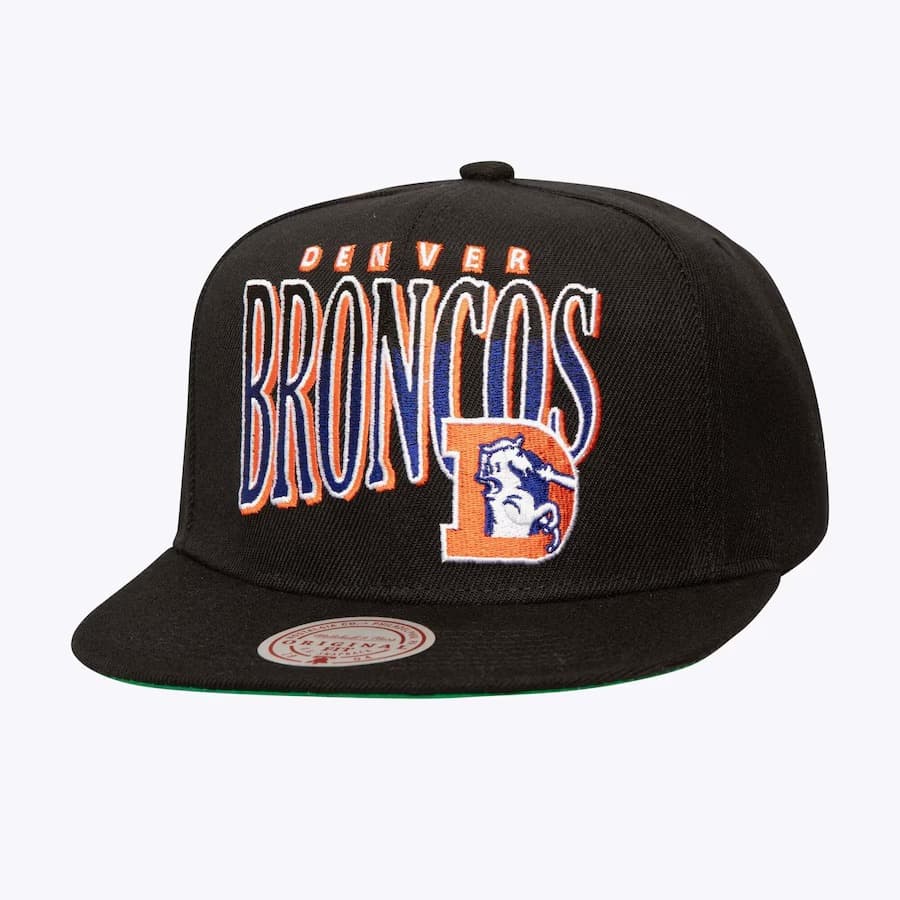 Бейсболка Mitchell & Ness Black Denver Broncos Line Work OG Snapback Hat