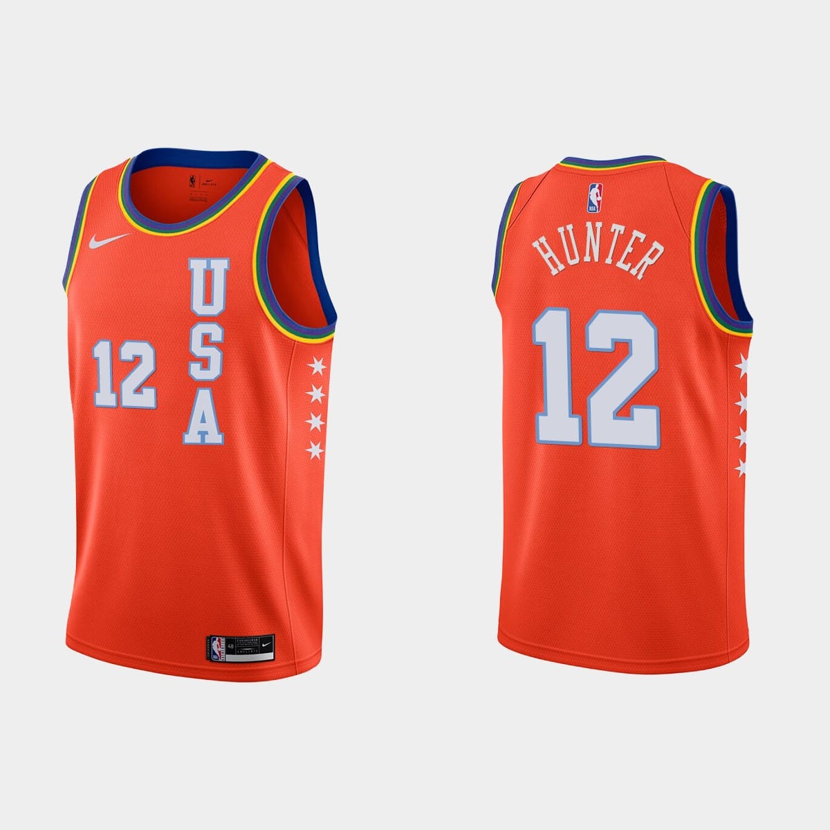 Баскетбольная джерси USA Team #12 De’Andre Hunter 2021 NBA Rising Star Orange Jersey