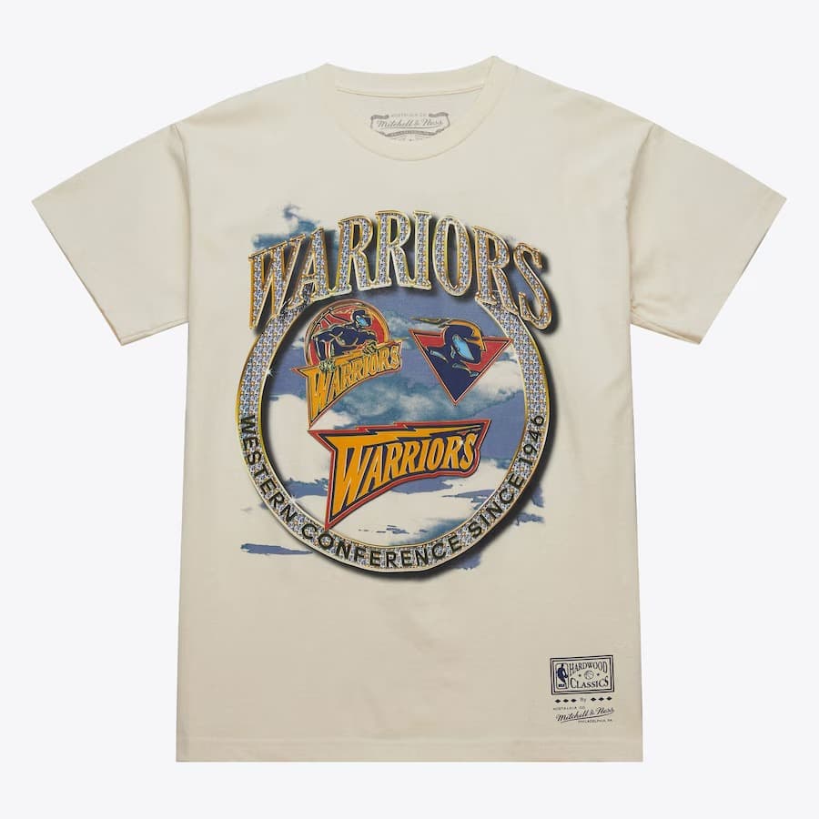 Футболка Mitchell & Ness Natural Golden State Warriors Hardwood Classics Crown Jewels T-Shirt