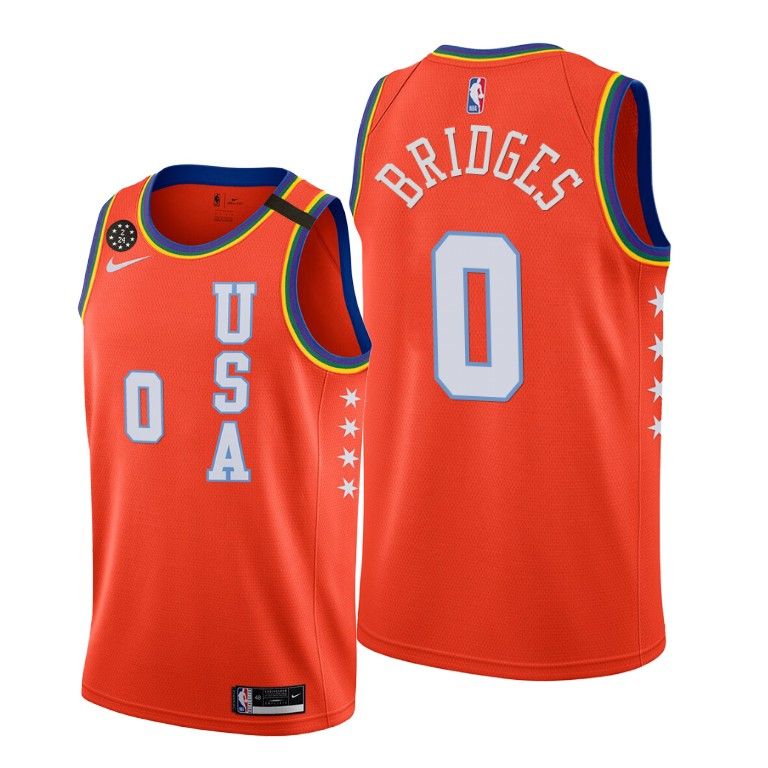 Баскетбольная джерси 2020 Hornets Miles Bridges #0 NBA Rising Star USA Team Orange