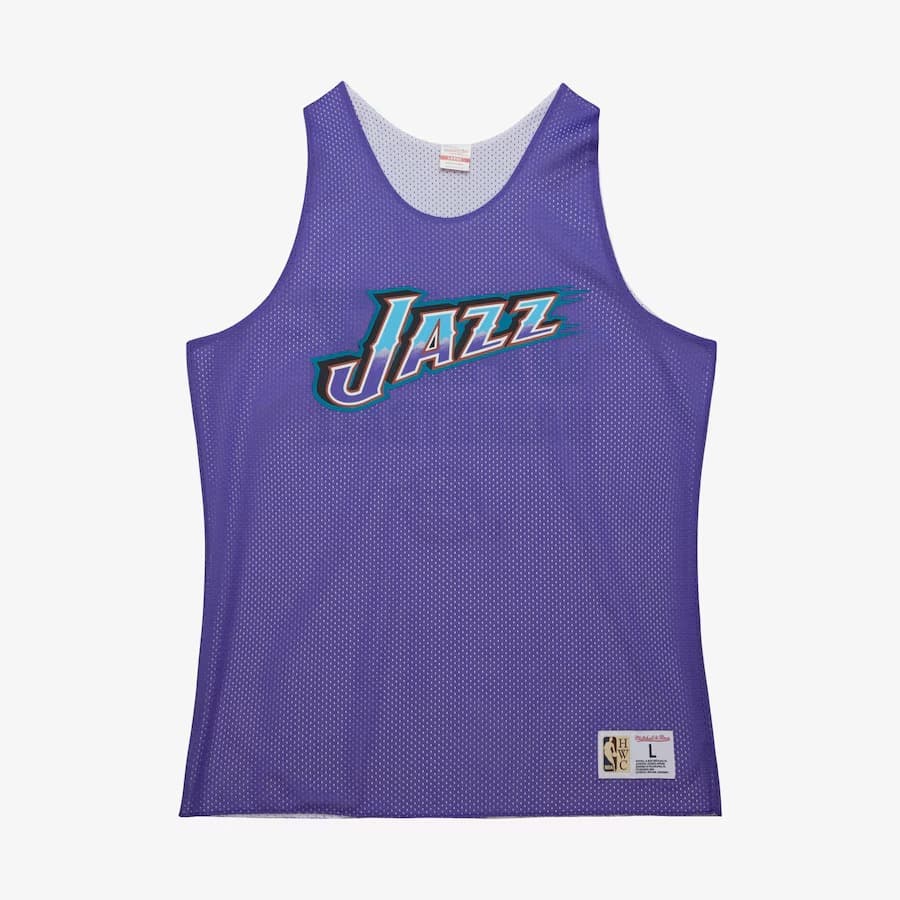 Майка Mitchell & Ness Purple Utah Jazz Vintage Logo Mesh Practice Tank Top