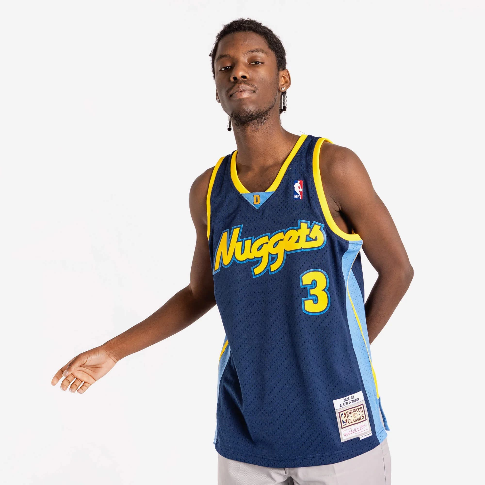 Баскетбольная джерси 2006-2007 Denver Nuggets Allen Iverson # 3 Swingman NBA Hardwood Classics Throwback Blue Jersey