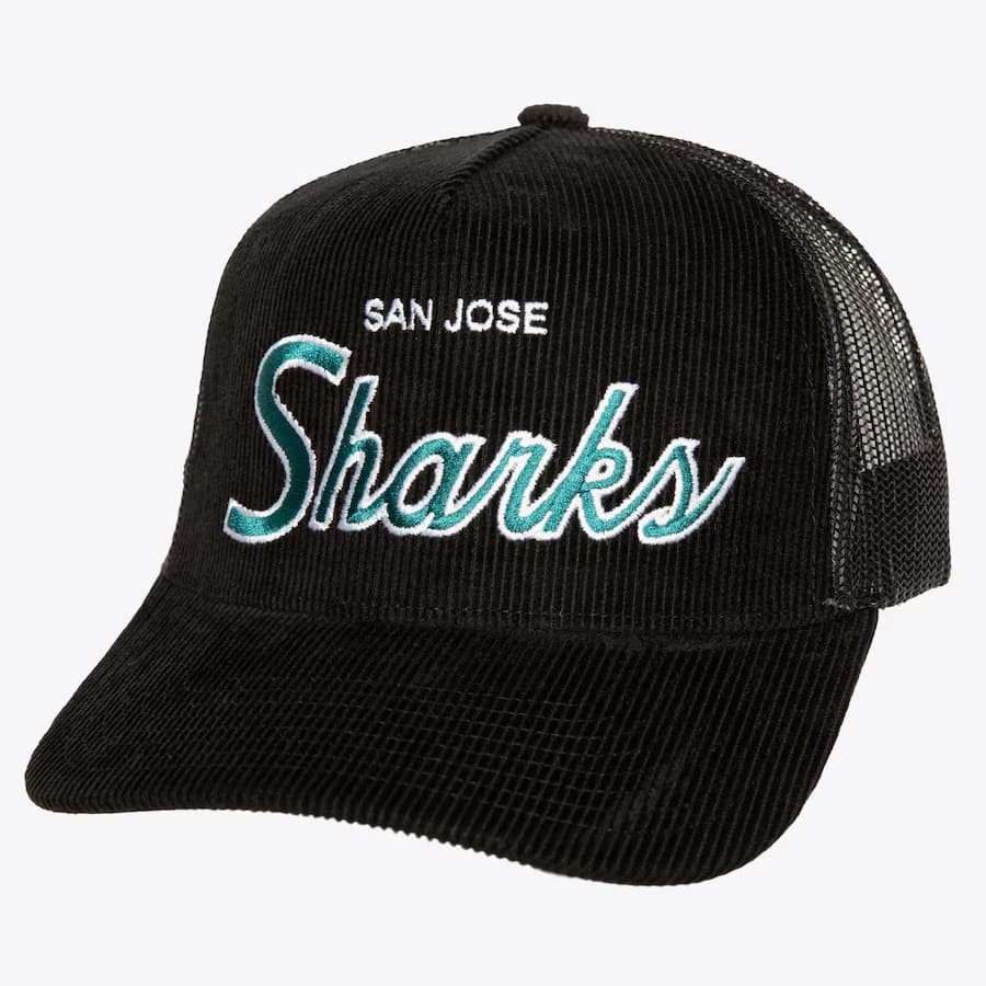 Бейсболка Mitchell & Ness Black San Jose Sharks Times Up Trucker Adjustable Hat
