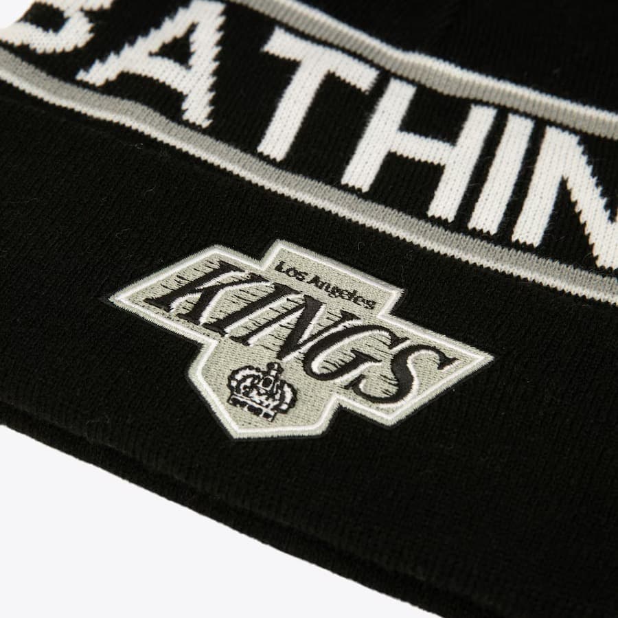 Шапка Mitchell & Ness x Bape Black Los Angeles Kings Cuffed Knit Pom Hat