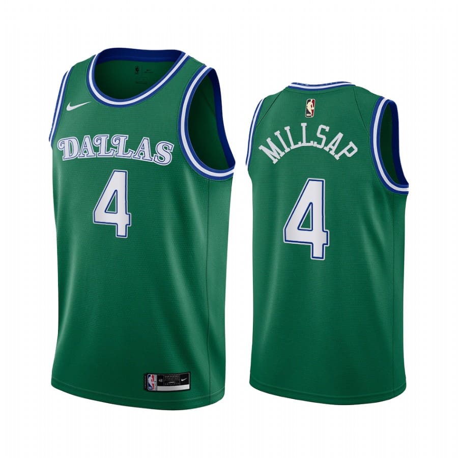 Баскетбольная джерси 2020-21 Dallas Mavericks #4 Paul Millsap Classic Edition Green Swingman Jersey