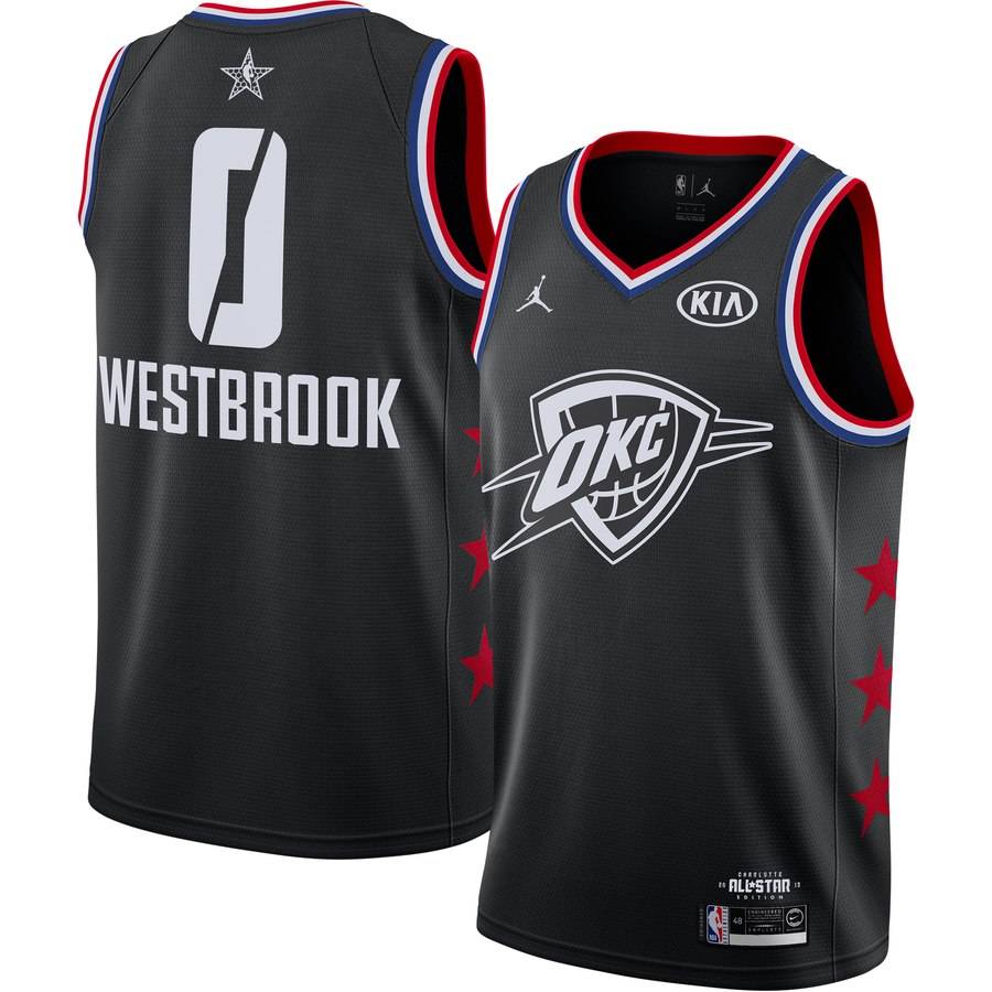 Баскетбольная джерси 2019 NBA All-Star Thunder Russell Westbrook #0 Black Swingman Jersey