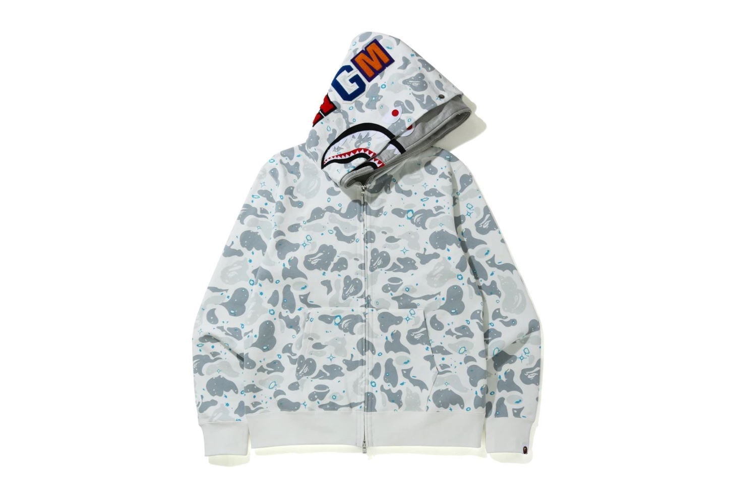 Худи BAPE Space Camo Shark Full Zip Double Hoodie White Multi