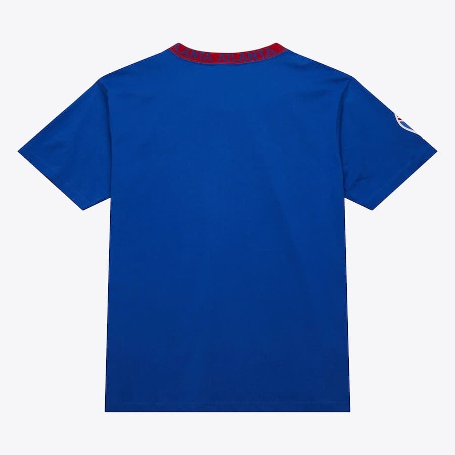 Футболка Mitchell & Ness Royal Atlanta Braves Jacquard Ringer Vintage Logo T-Shirt