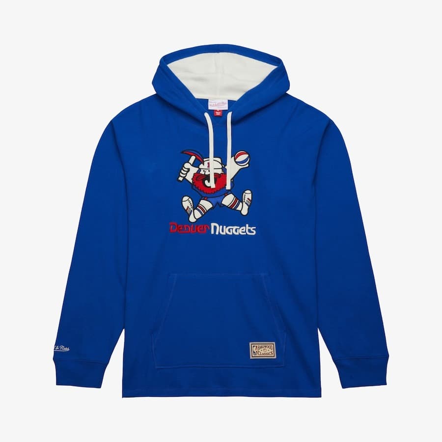 Худи Mitchell & Ness Royal Denver Nuggets Vintage Logo Thermal Lightweight Pullover Hoodie