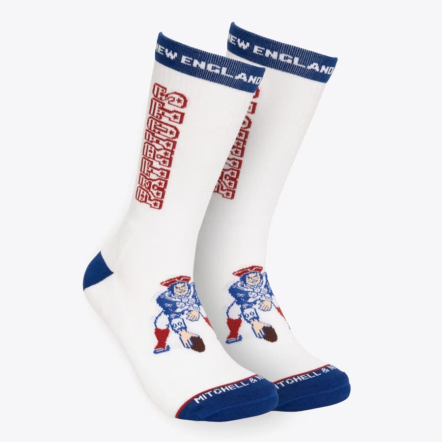 Спортивные носки Mitchell & Ness White New England Patriots Kick Off Crew Socks