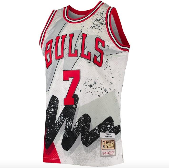Баскетбольная джерси 1995-96 Chicago Bulls #7 Toni Kukoc Mitchell & Ness Hyper Hoops White Jersey