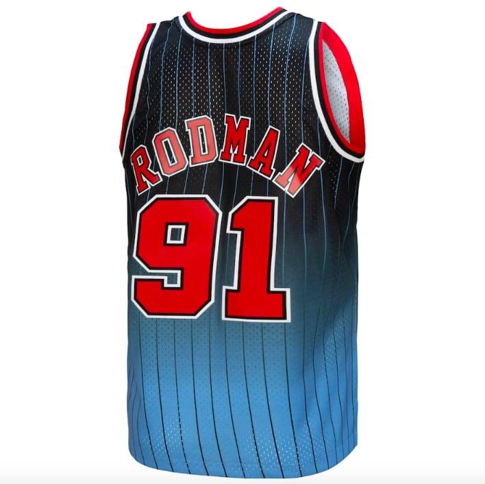 Баскетбольная джерси 1995-96 Chicago Bulls #91 Dennis Rodman Mitchell & Ness Fadeaway Black/Light Blue Jersey