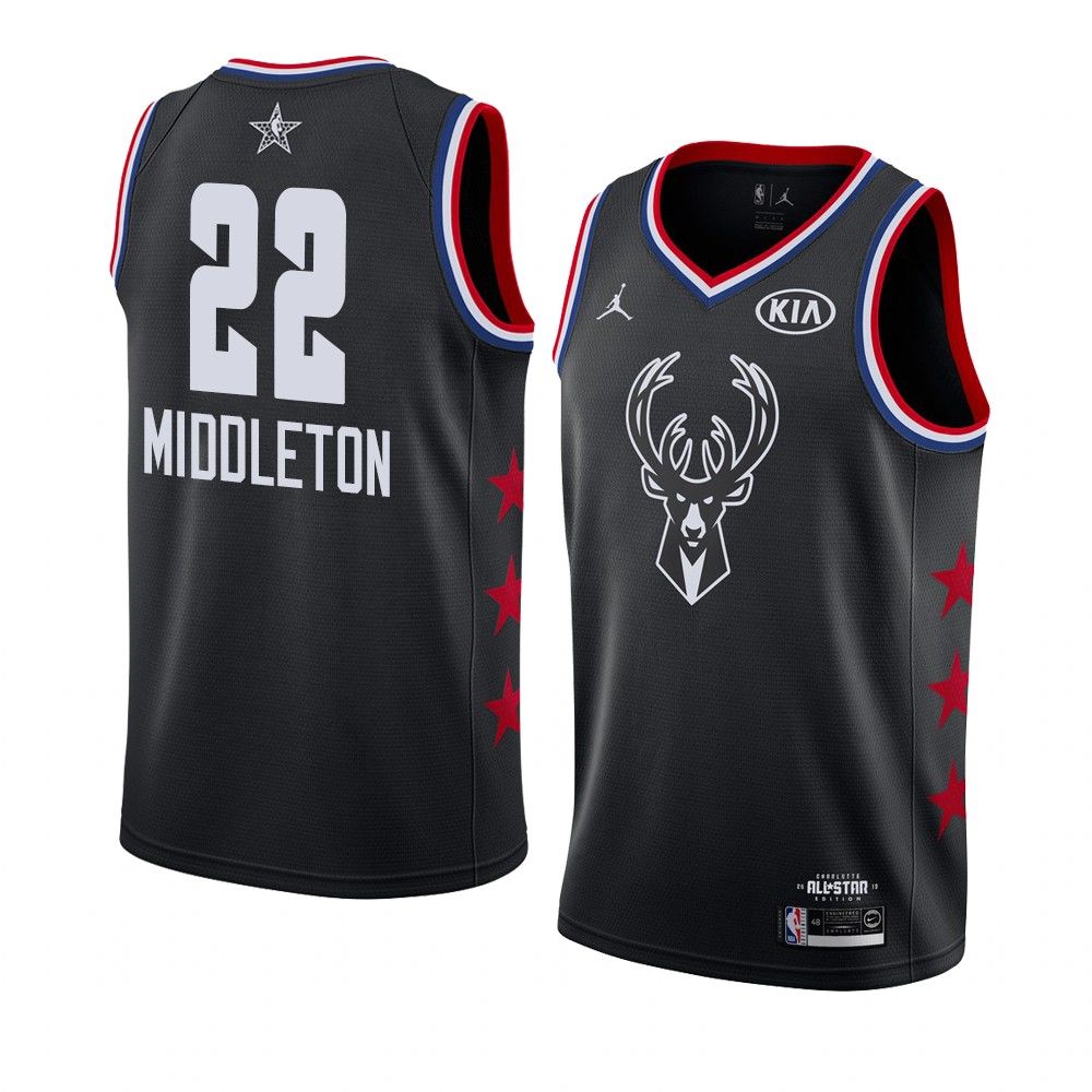 Баскетбольная джерси 2019 NBA All-Star Bucks Khris Middleton #22 Black Swingman Jersey