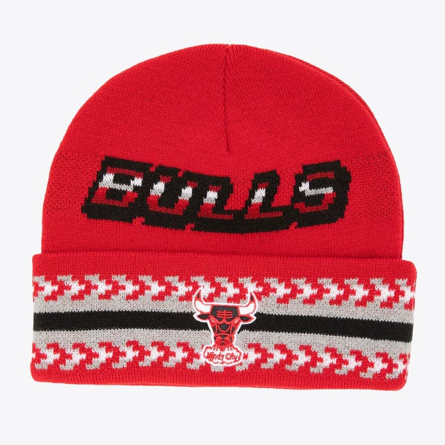Шапка Mitchell & Ness Red Chicago Bulls Hardwood Classics Game On Cuffed Knit Hat