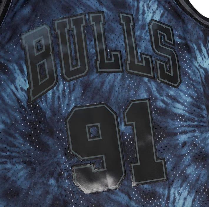 Баскетбольная джерси 1995-96 Chicago Bulls #91 Dennis Rodman Mitchell & Ness Tie-Dye Black Jersey