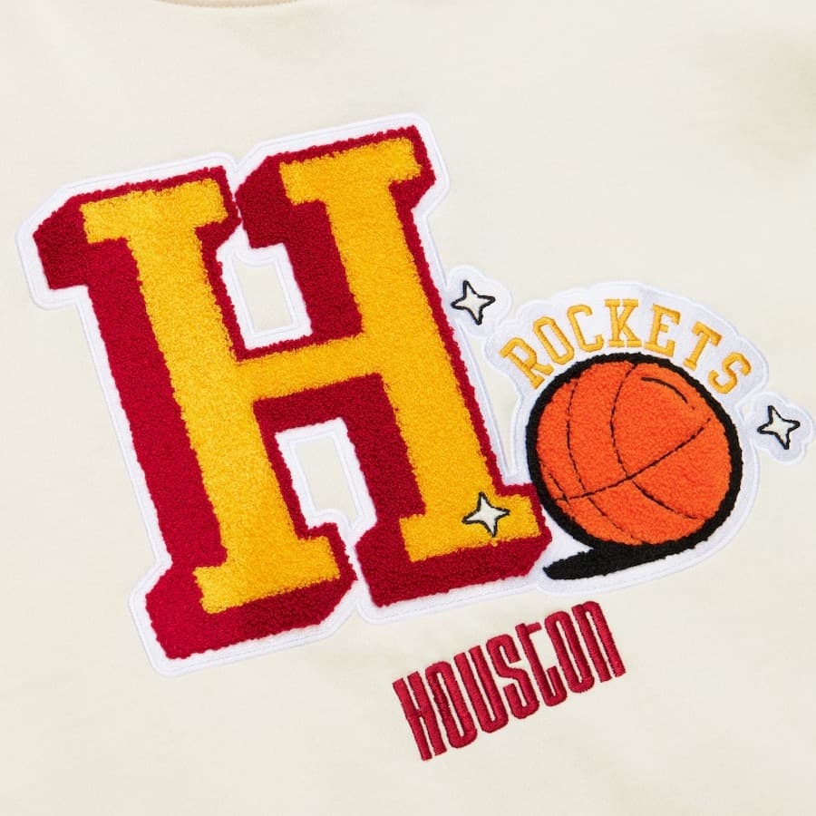 Худи Mitchell & Ness Cream Houston Rockets Sswagger Fleece Pullover Hoodie