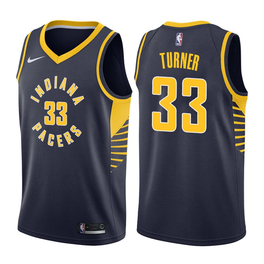 Баскетбольная джерси 2017-18 Indiana Pacers #33 Myles Turner Icon Edition Navy Swingman Jersey