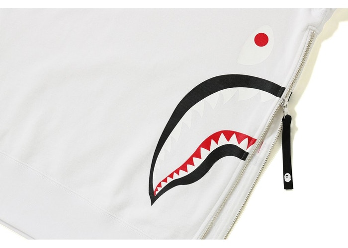 Худи BAPE Side Zip Shark Wide Pullover Hoodie White